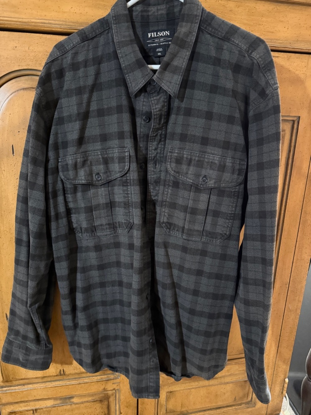 Filson Black and Gray Plaid Shirt- XXL
